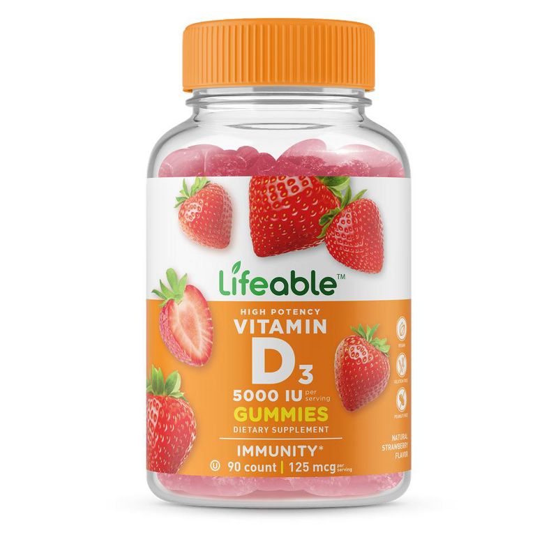 Lifeable Vitamin D for Adults, for Immunity, Vegetarian, 90 Gummies, 1 of 4