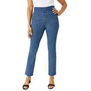 Jessica London Women's Plus Size Comfort Waist Stretch Denim Straight Leg Jean - 1 of 4