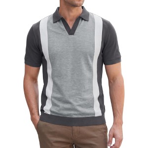 INSPIRE CHIC Men's Short Sleeve Casual Color Block Golf Polo Shirt