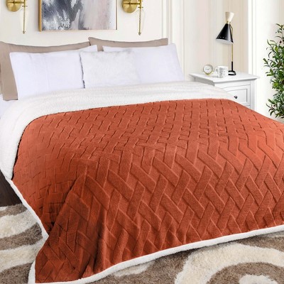 Jacquard Lattice Fleece Plush Reversible Blanket by Blue Nile Mills