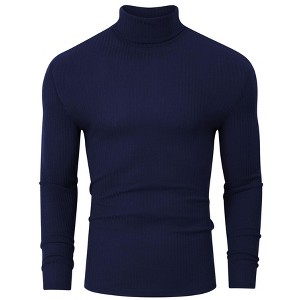 BLUEMING Men's Turtle Neck Sweater Tops Knitted Rib Textured Mens Basic Tops Lightweight Thermal Base Layer - 1 of 4