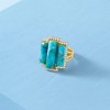Ross-Simons Turquoise and 0.80 ct. t.w. White Topaz Ring in 18kt Gold Over Sterling - 4 of 4