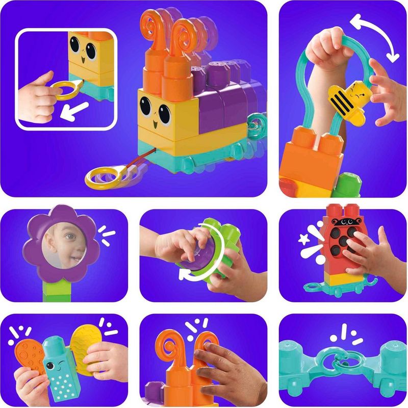 MEGA BLOKS Move n Groove Caterpillar Sensory Building Toys (30 pc), 4 of 8