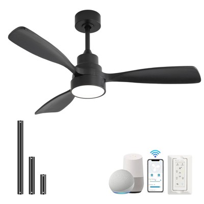 48 Inch Smart Ceiling Fan with Lights, Remote & App Control Reversible DC Motor Dimmable LED, Low Profile Modern Ceiling Fans for Bedroom Living Room
