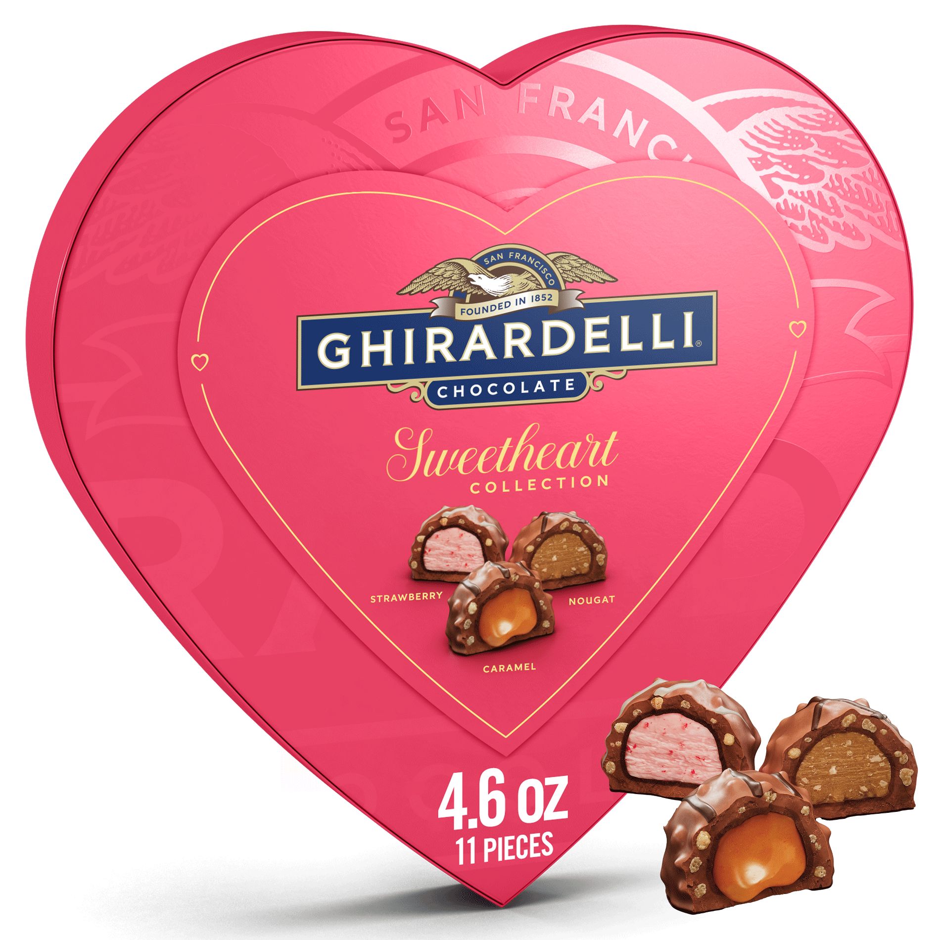 Ghirardelli Valentine's Sweethearts Collection Pralines Heart Box Gift Candy - 4.6oz