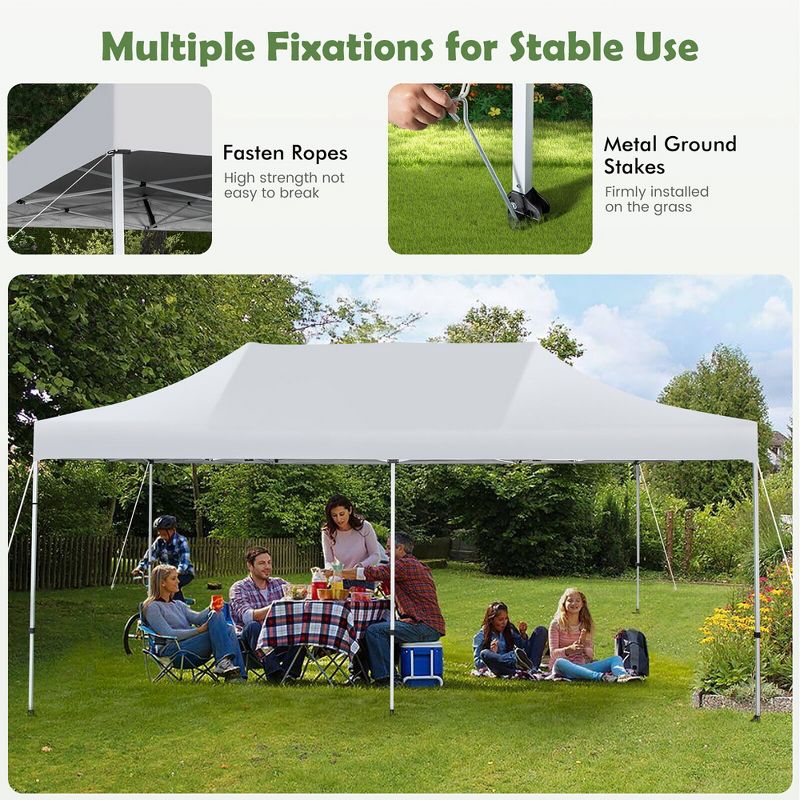 Tangkula 10 x 20FT Patio Pop-Up Folding Canopy Tent UPF 50+ Instant Sun Shelter White, 4 of 10