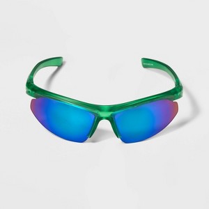 Boys' Sport Wrap Sunglasses - Cat & Jack™ Green: Maximum UV Protection, Recycled Plastic Frame - 1 of 2