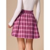 INSPIRE CHIC Women's Vintage Plaid Double Breasted A-Line Pleated Mini Skirt - 3 of 4