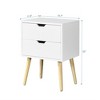 Side Table with 2 Drawer and Rubber Wood Legs, Mid-Century Modern Storage Cabinet for Bedroom? - 3 of 4