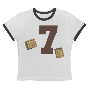 Rerun Island Women's 7 Golden Dice Short Sleeve Graphic Cotton Retro Vintage Ranger Baby Tee - White Caviar 3X - 1 of 4