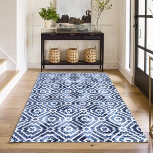 Modern Living Room Rug Washable Geometric Indoor Carpet Non lip Stain Resistant Foldable Soft Distressed Mat - 1 of 4