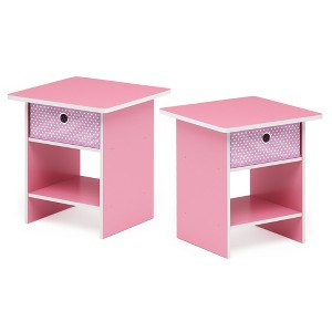 HOMLUX 2PCS Nightstand Sofa End Table Bedside Table with Bin Drawer & Open Shelf - 1 of 4