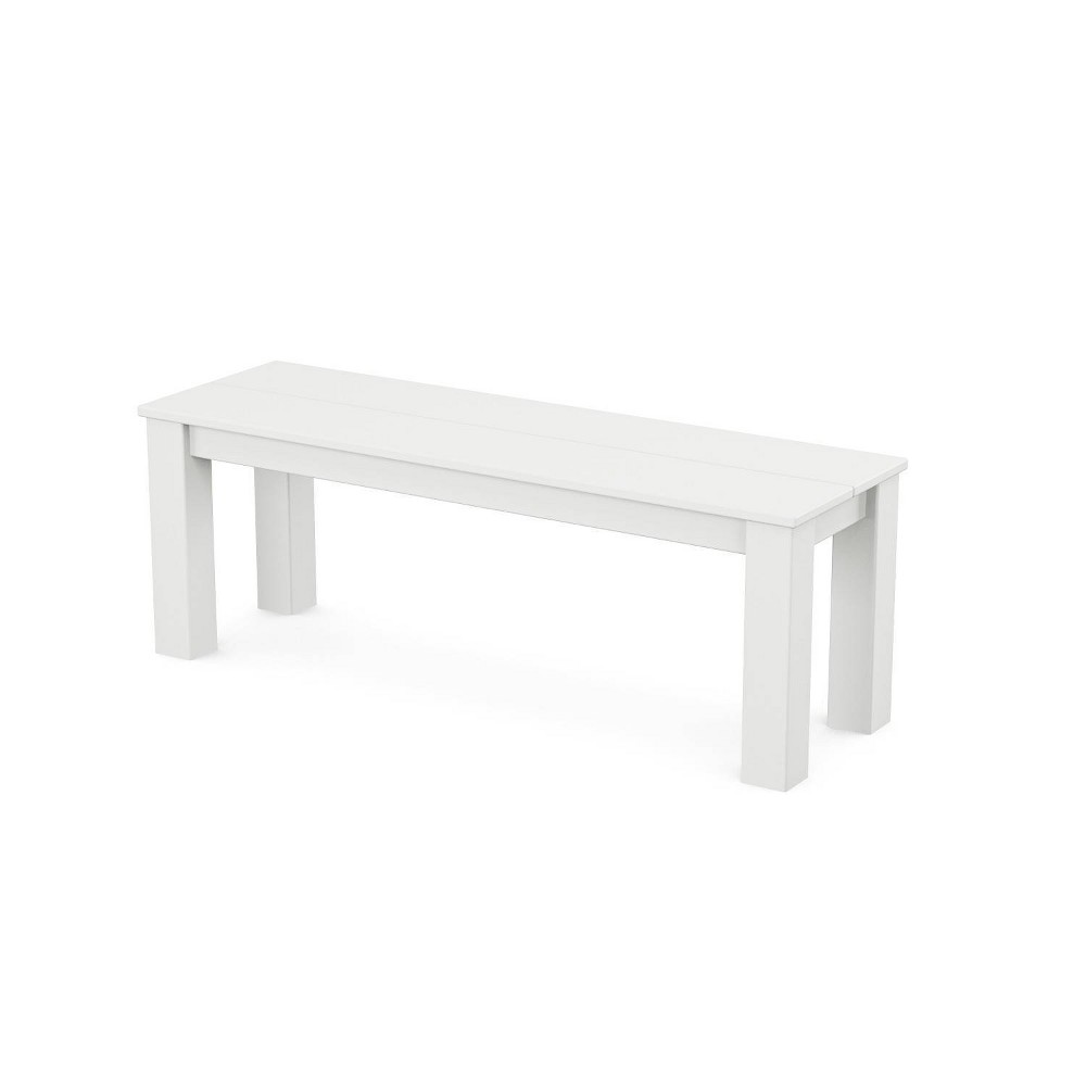 POLYWOOD Studio Parsons Outdoor Patio Dining Bench White: Fade & Weather-Resistant, 650lb Capacity