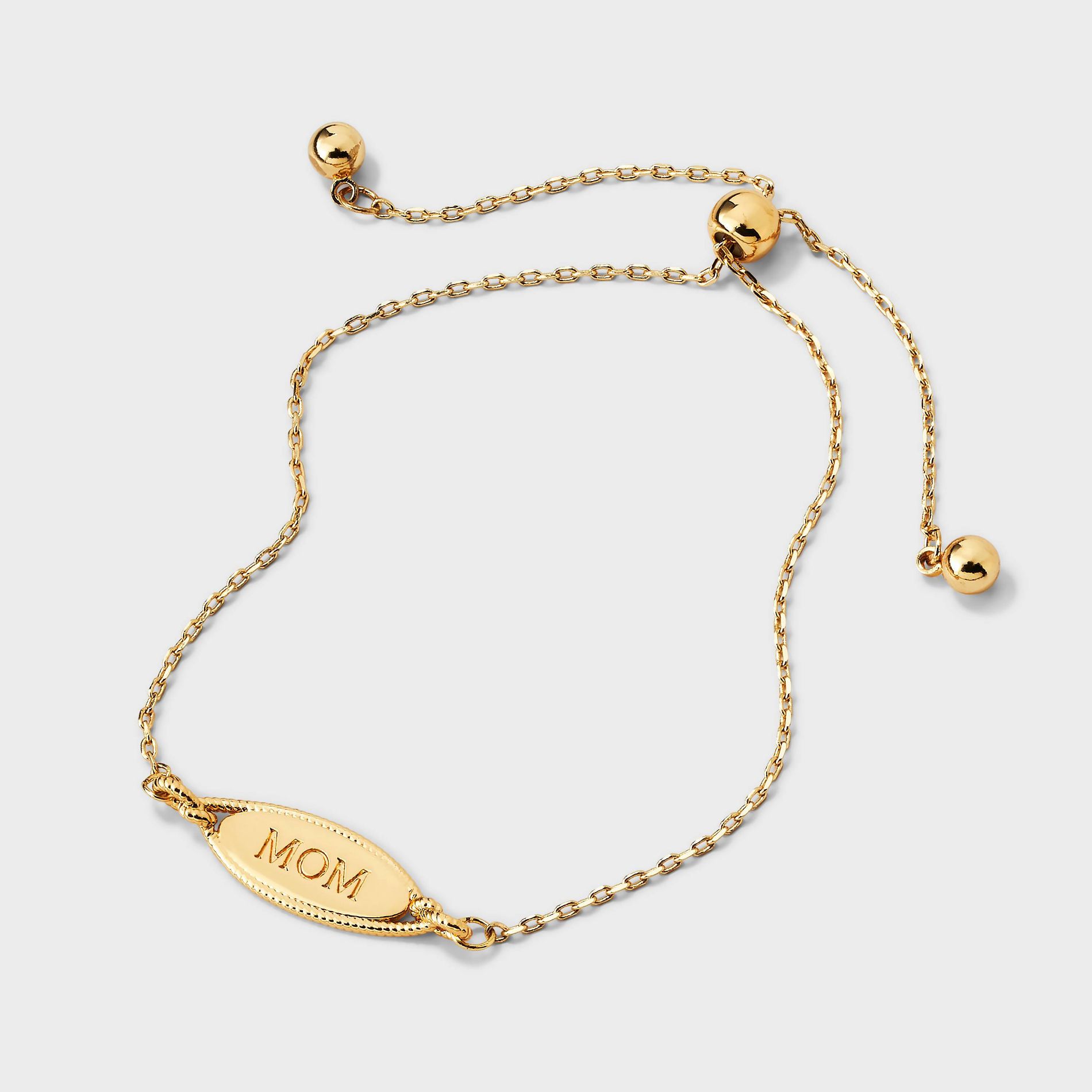 14k Gold Dipped "Mom" Oval Adjustable Bracelet - A New Day™ Gold