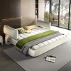 KWPZQEB King Size Platform Bed Frame with Movable Chenille Upholstered Headboard, Metal+Solid Wooden Slat Double Support, No Box Spring Needed - 3 of 4