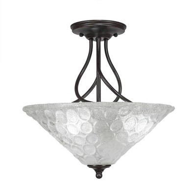 Toltec Lighting Capri 3 - Light Flush Mount in  Dark Granite with 16" Italian Bubble Shade