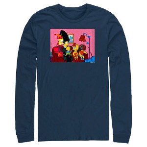 Men's The Simpsons Horror Family Couch Long Sleeve Shirt - 1 of 4