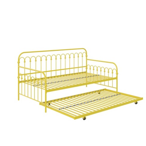 Twin Bright Pop Metal Daybed With Roll, Metal Twin Bed Frame With Pop Up Trundle