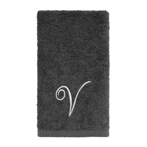 Avanti  Granite with Silver Script Monogram Bath Towel Letter   V - 1 of 3