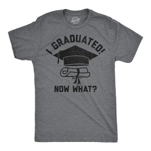 Mens Funny T Shirts I Graduated Now What Sarcastic Graduation Graphic Novelty Tee For Men - Crazy Dog Men's T Shirt Dark Grey S - 1 of 4