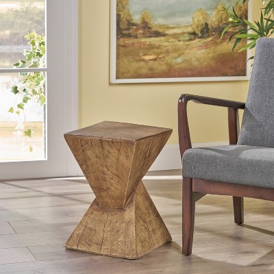 Twisted Hourglass Modern Accent Table in Wood Finish