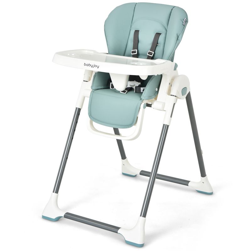 Infans Foldable Baby High Chair w/ Double Removable Trays & Book Holder Green, 1 of 11