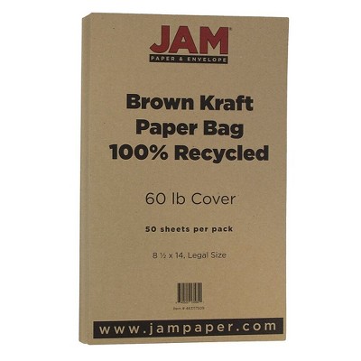 JAM Paper Legal Matte 60lb Colored Cardstock 8.5x14 Coverstock Kraft Paper Bag 463117509