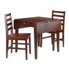 3pc Hamilton Drop Leaf Dining Table with Ladder Back Chairs Wood/Walnut - Winsome - image 2 of 4