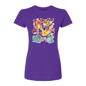 Women's - Pokémon - Valentine's Day Heart Sticker Fitted Graphic T-Shirt - 1 of 1