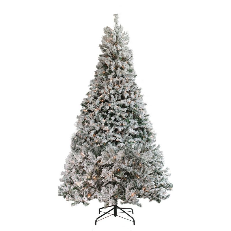 Northlight 7.5' Prelit Heavily Artificial Christmas Tree Medium Flocked Pine- Clear Lights, 6 of 7