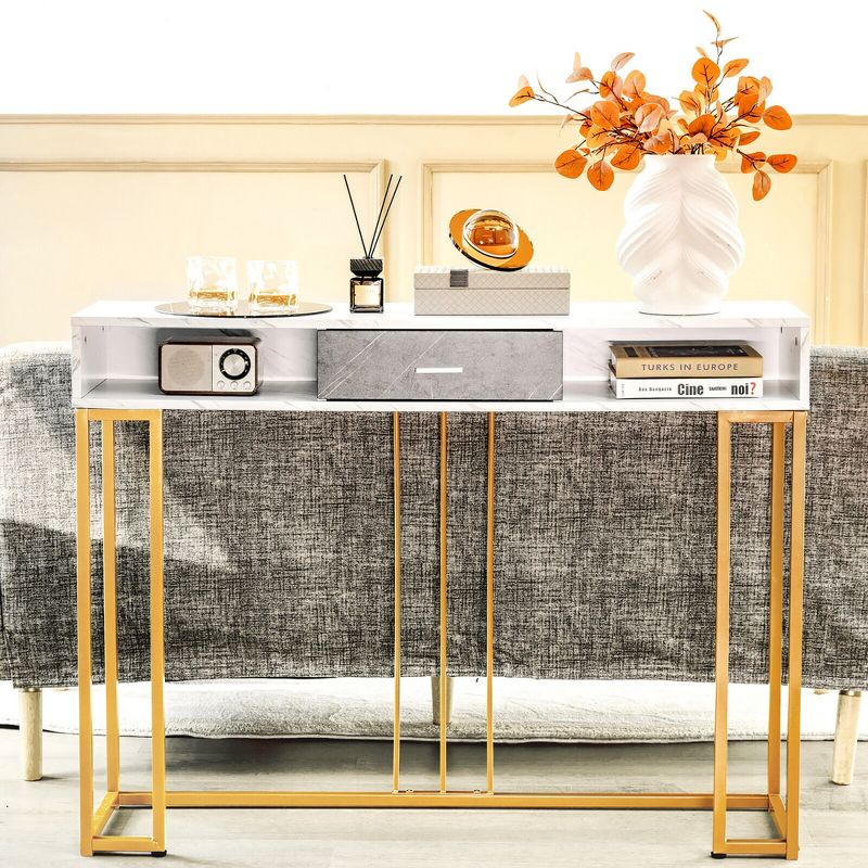 Tangkula Console Entryway Hallway Table Gold Narrow Long Sofa Table for Living Room, 4 of 11
