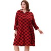 Agnes Orinda Women's Plus Size Comfortable Plaid V-Neck Lounge Nightgowns - 3 of 4