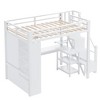 YOOCOZZ Metal Loft Bed with L-Shaped Desk, 5-Layer Shelf, USB Ports and Large Wardrobe - White - 4 of 4