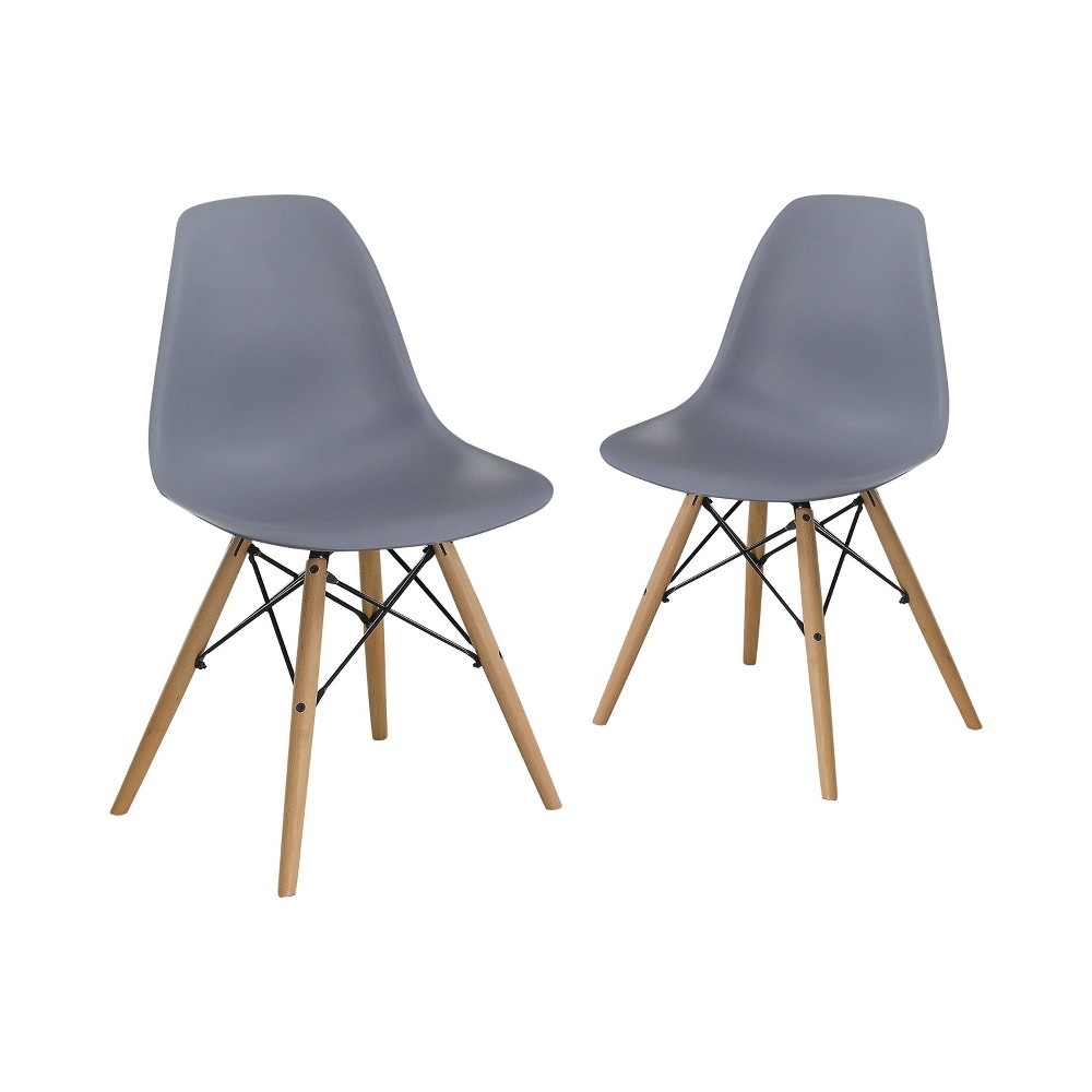 Photos - Chair Set of 2 Hackney Contemporary Accent  Gray - HOMES: Inside + Out