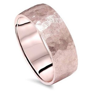 Pompeii3 Hammered Brushed 7mm Wedding Band 14K Rose Gold - 1 of 2