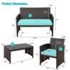 Tangkula 4PCS Outdoor Patio Furniture Sets Weather-Resistant Rattan Sofas w/ Soft Cushion Turquoise - 2 of 4