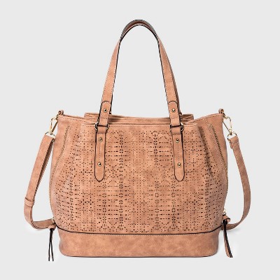 VR NYC Laser Cut Satchel Handbag - Mauve