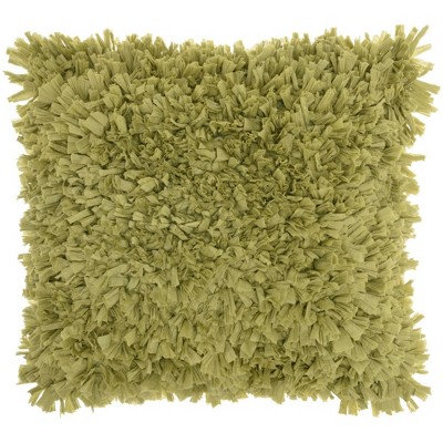 17"x17" Shag Chindi Short Cut Square Throw Pillow Lime - Mina Victory