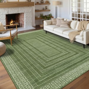 Garvee Area Rug Geometric Bordered Rugs for Living Room Washable Braided Print Carpet - 1 of 4