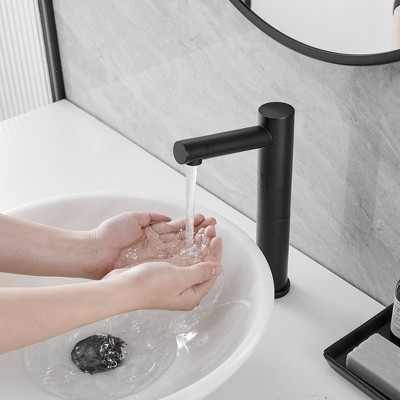 Matte Black Touchless Vessel Sink Faucet with Pop Up Drain