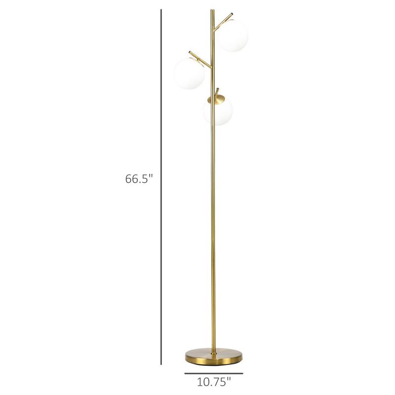 3-Light Multi-Head Floor Lamps Tree Branch Floor Lamp Tree Standing Lamp For Bedroom With Globe Lampshade, Steel Base (Bulb Not Included)-The Pop Home, 4 of 8