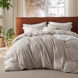 100% Washed Cotton Duvet Cover Minimalist Cotton Duvet Cover for All Seasons GentleSoft™ Plain Simple Bedding Set - 1 of 4