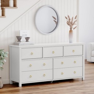 Modern 7 Dresser for Bedroom, 47.2" Wide Dresser with Storage, Wooden Closet Dressers Chest of Drawers Freestanding, White - 1 of 4