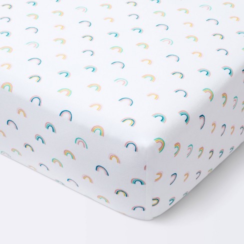 Fitted Crib Sheet Rainbows - Cloud Island™ - image 1 of 4