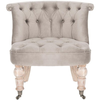 Mushroom Tufted Barrel Accent Chair with Wood Legs