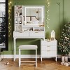 Makeup Vanity Desk with Mirror and Lights, Vanity Table with 5 Drawers, Vanity Set with Stool and Removable Side Storage Cabinet for Bedroom - 2 of 4