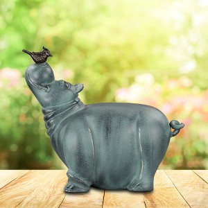 SPI Home Hippo and Friend Garden Sculpture – Whimsical Cast Aluminum Outdoor Decor, 18.5" H x 17" W x 10" D - 1 of 4