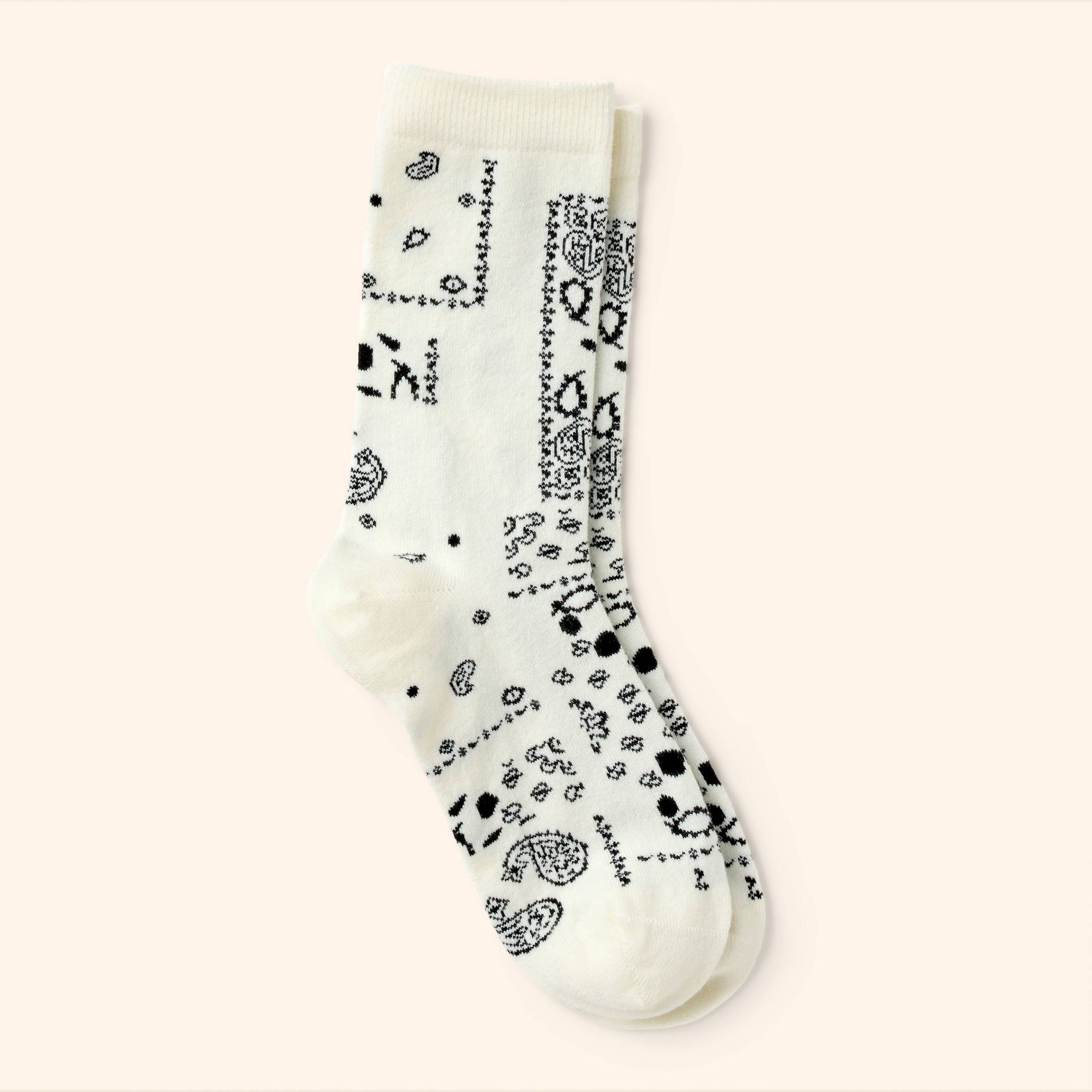 Adult Bandana Print Crew Socks - Woolrich x Target Cream L