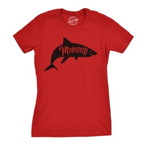 Womens Mommy Shark T shirt Cute Mom Gift Funny Mama Family Cute Mothers Day Tee - Crazy Dog Women's T Shirt - 1 of 4
