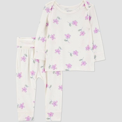 Carter's Just One You® Baby Girls' 2pc Comfy Soft Floral Top & Bottom Set - Ivory/Pink 3M
